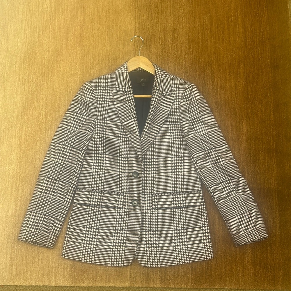 J crew wool blend blazer size two check wool blend fully lined!